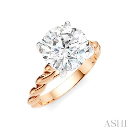 Round Shape Semi-Mount Diamond Engagement Ring