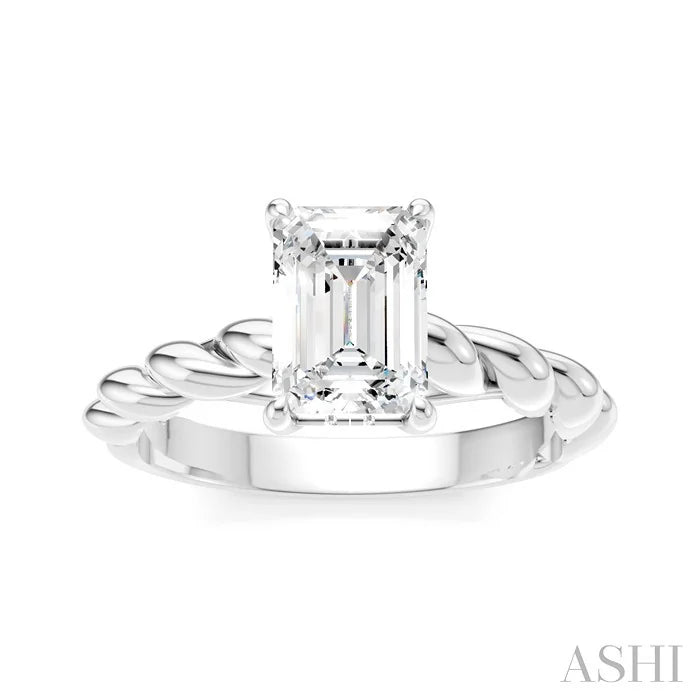 Emerald Shape Semi-Mount Diamond Engagement Ring