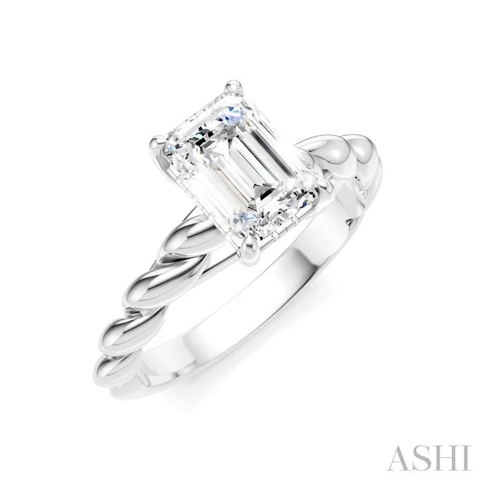 Emerald Shape Semi-Mount Diamond Engagement Ring