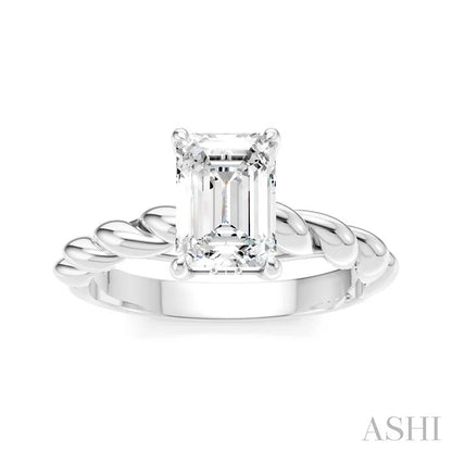 Emerald Shape Semi-Mount Diamond Engagement Ring