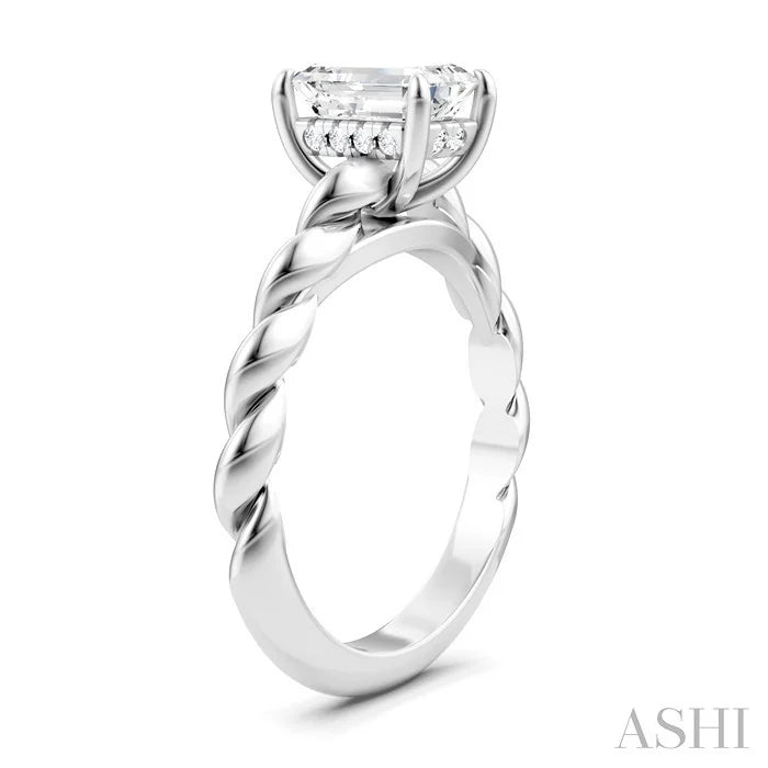 Emerald Shape Semi-Mount Diamond Engagement Ring