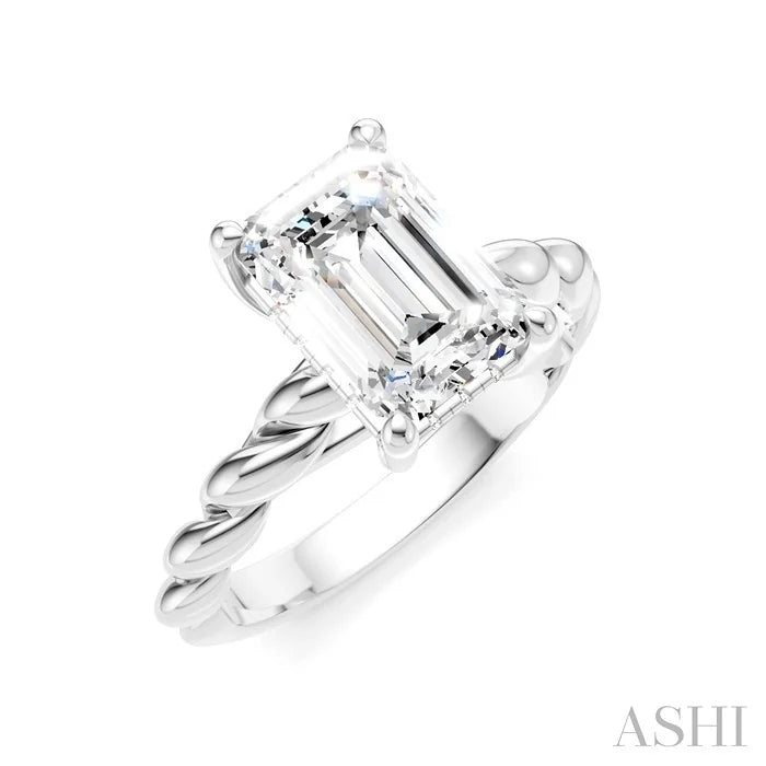 Emerald Shape Semi-Mount Diamond Engagement Ring