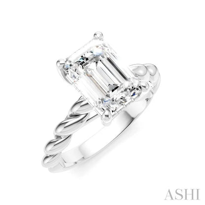 Emerald Shape Semi-Mount Diamond Engagement Ring
