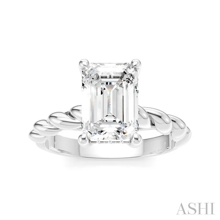 Emerald Shape Semi-Mount Diamond Engagement Ring