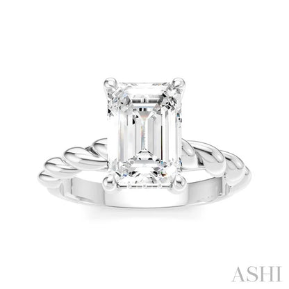 Emerald Shape Semi-Mount Diamond Engagement Ring