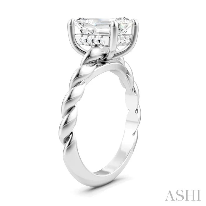 Emerald Shape Semi-Mount Diamond Engagement Ring