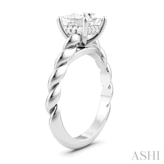 Princess Shape Semi-Mount Diamond Engagement Ring
