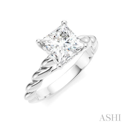 Princess Shape Semi-Mount Diamond Engagement Ring