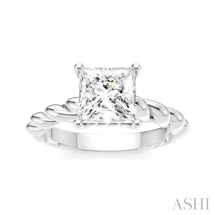 Princess Shape Semi-Mount Diamond Engagement Ring