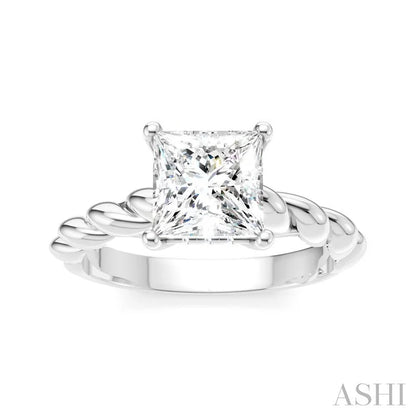 Princess Shape Semi-Mount Diamond Engagement Ring