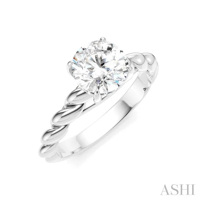 Round Shape Semi-Mount Diamond Engagement Ring