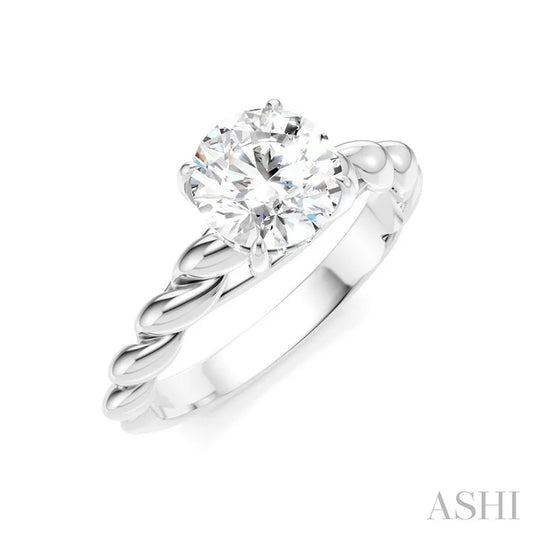 Round Shape Semi-Mount Diamond Engagement Ring
