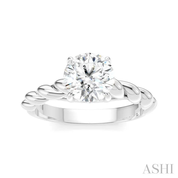 Round Shape Semi-Mount Diamond Engagement Ring