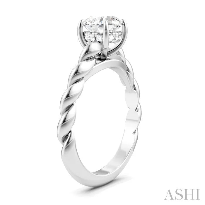 Round Shape Semi-Mount Diamond Engagement Ring