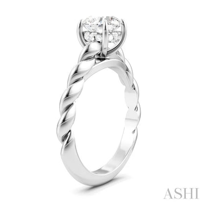 Round Shape Semi-Mount Diamond Engagement Ring