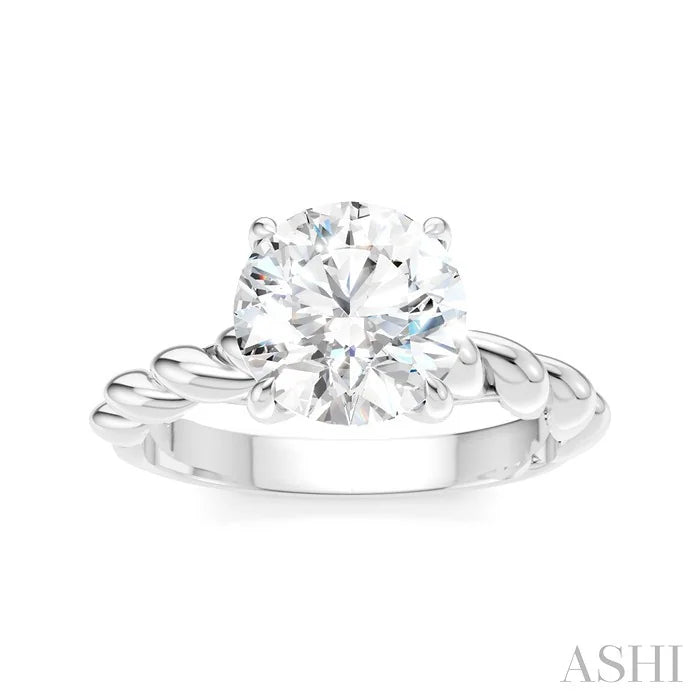 Round Shape Semi-Mount Diamond Engagement Ring