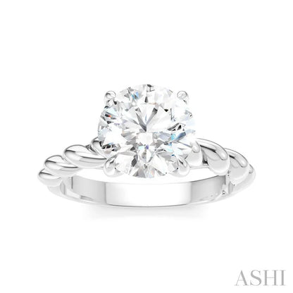 Round Shape Semi-Mount Diamond Engagement Ring