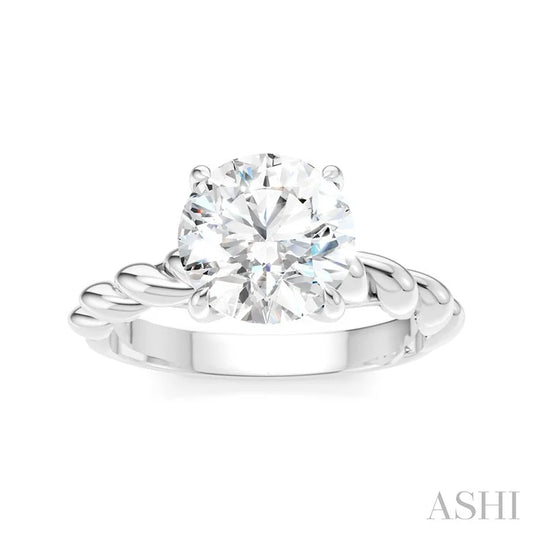 Round Shape Semi-Mount Diamond Engagement Ring