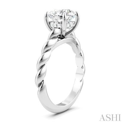 Round Shape Semi-Mount Diamond Engagement Ring