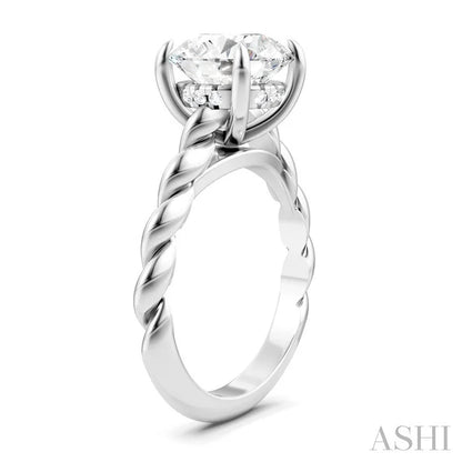 Round Shape Semi-Mount Diamond Engagement Ring