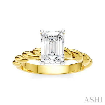 Emerald Shape Semi-Mount Diamond Engagement Ring