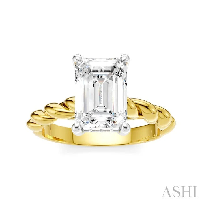 Emerald Shape Semi-Mount Diamond Engagement Ring