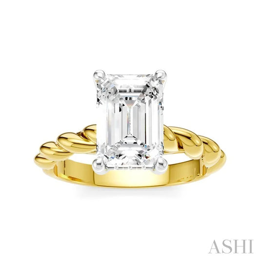 Emerald Shape Semi-Mount Diamond Engagement Ring
