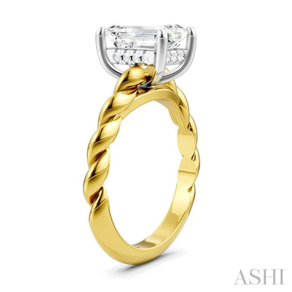 Emerald Shape Semi-Mount Diamond Engagement Ring