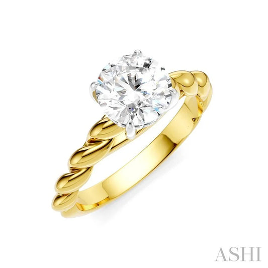 Round Shape Semi-Mount Diamond Engagement Ring