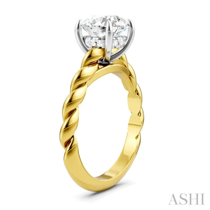 Round Shape Semi-Mount Diamond Engagement Ring