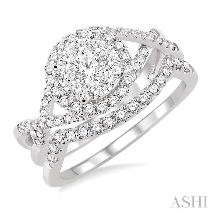 Round Shape Halo Lovebright Diamond Wedding Set