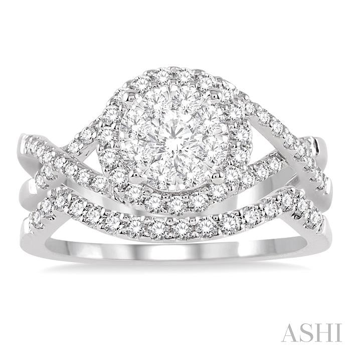Round Shape Halo Lovebright Diamond Wedding Set