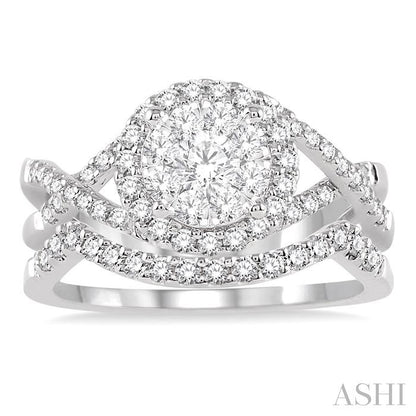 Round Shape Halo Lovebright Diamond Wedding Set