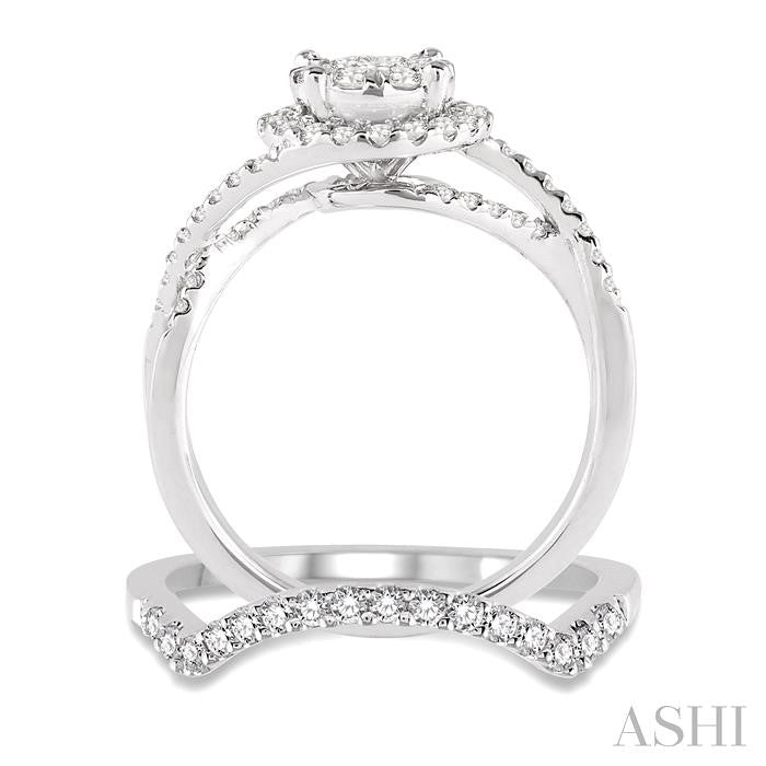 Round Shape Halo Lovebright Diamond Wedding Set