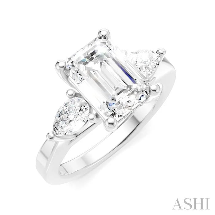 Emerald Shape Semi-Mount Diamond Engagement Ring