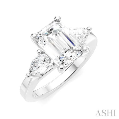Emerald Shape Semi-Mount Diamond Engagement Ring