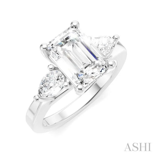 Emerald Shape Semi-Mount Diamond Engagement Ring