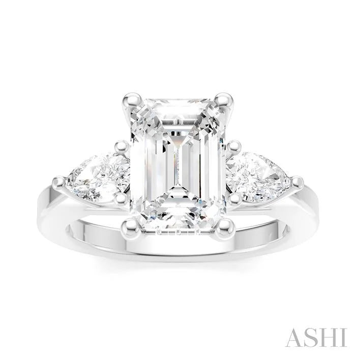 Emerald Shape Semi-Mount Diamond Engagement Ring
