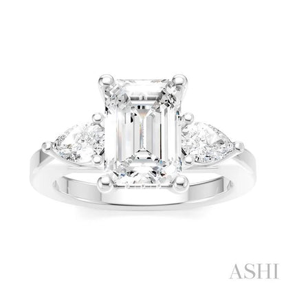 Emerald Shape Semi-Mount Diamond Engagement Ring