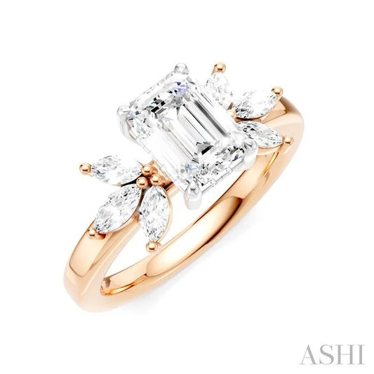 Emerald Shape Semi-Mount Diamond Engagement Ring