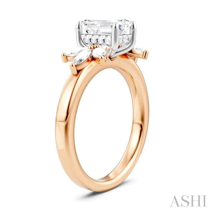 Emerald Shape Semi-Mount Diamond Engagement Ring