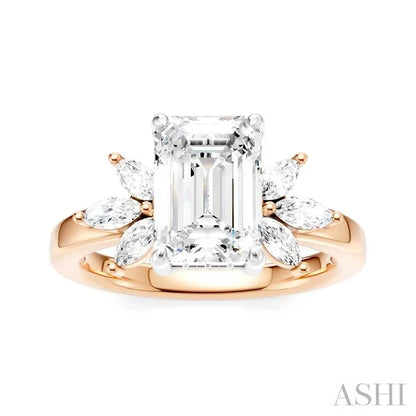 Emerald Shape Semi-Mount Diamond Engagement Ring