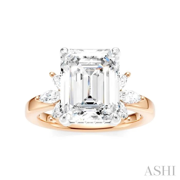 Emerald Shape Semi-Mount Diamond Engagement Ring