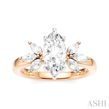 Marquise Shape Semi-Mount Diamond Engagement Ring