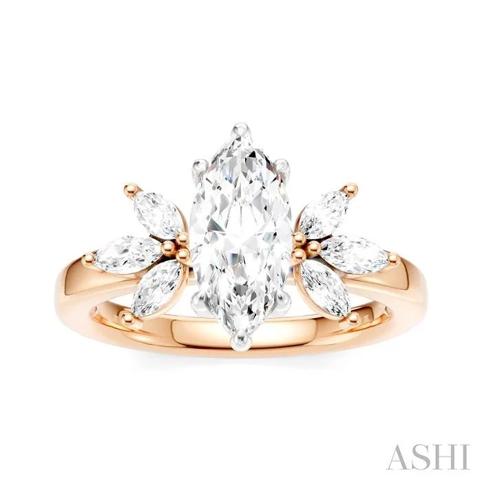 Marquise Shape Semi-Mount Diamond Engagement Ring