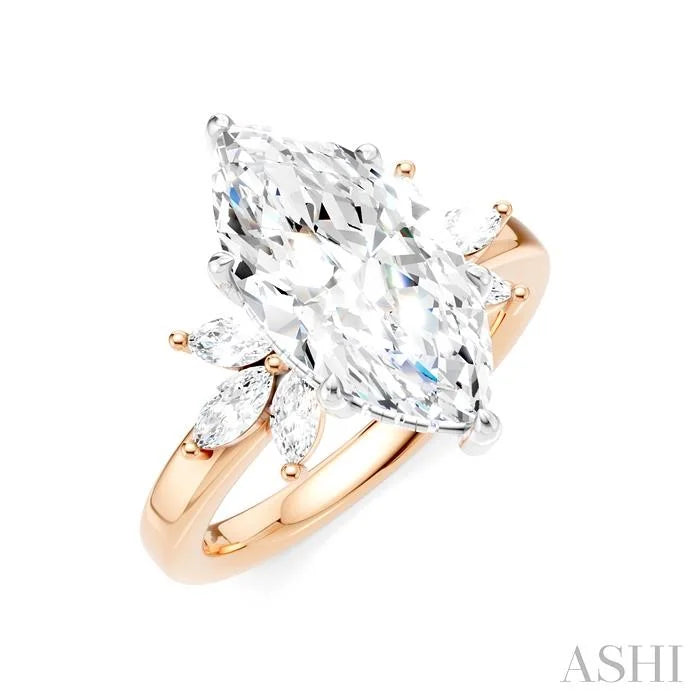 Marquise Shape Semi-Mount Diamond Engagement Ring