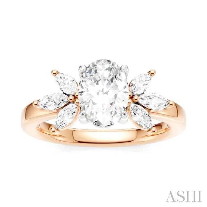 Oval Shape Semi-Mount Diamond Engagement Ring