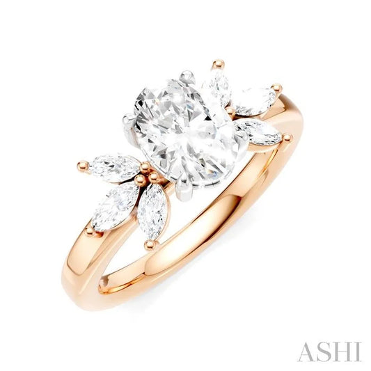 Oval Shape Semi-Mount Diamond Engagement Ring