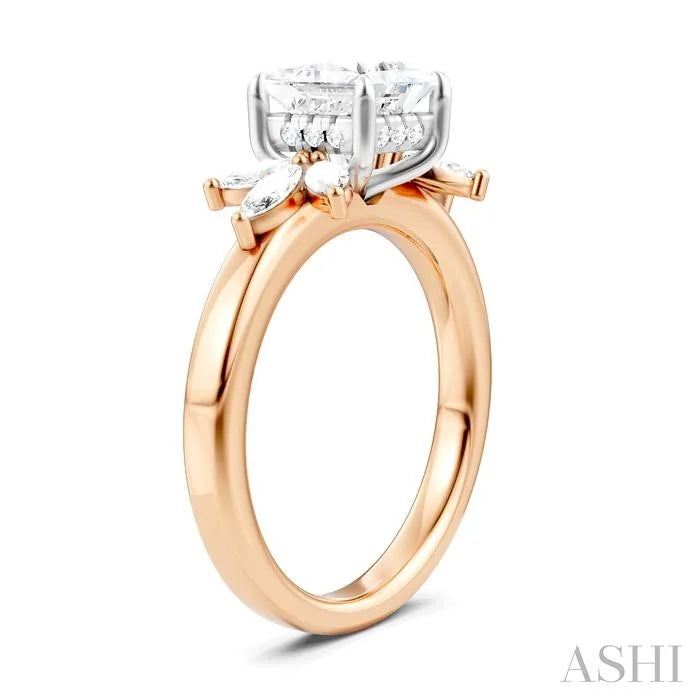 Princess Shape Semi-Mount Diamond Engagement Ring