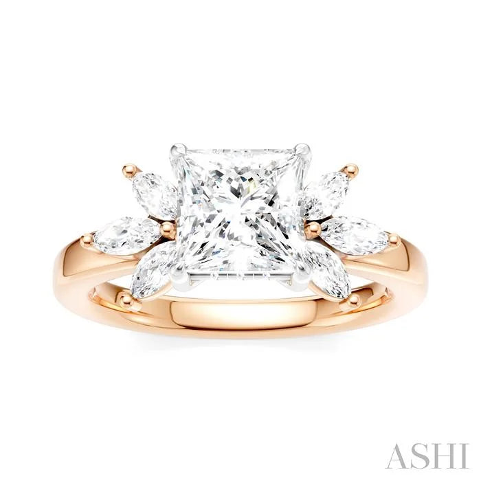 Princess Shape Semi-Mount Diamond Engagement Ring